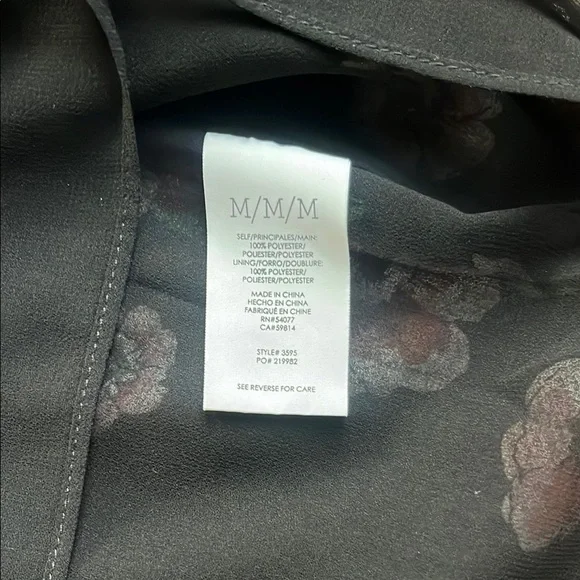 Cabi Garden Floral Black Sheer Women's Blouse Style 3595 Size Medium - Picture 7 of 8
